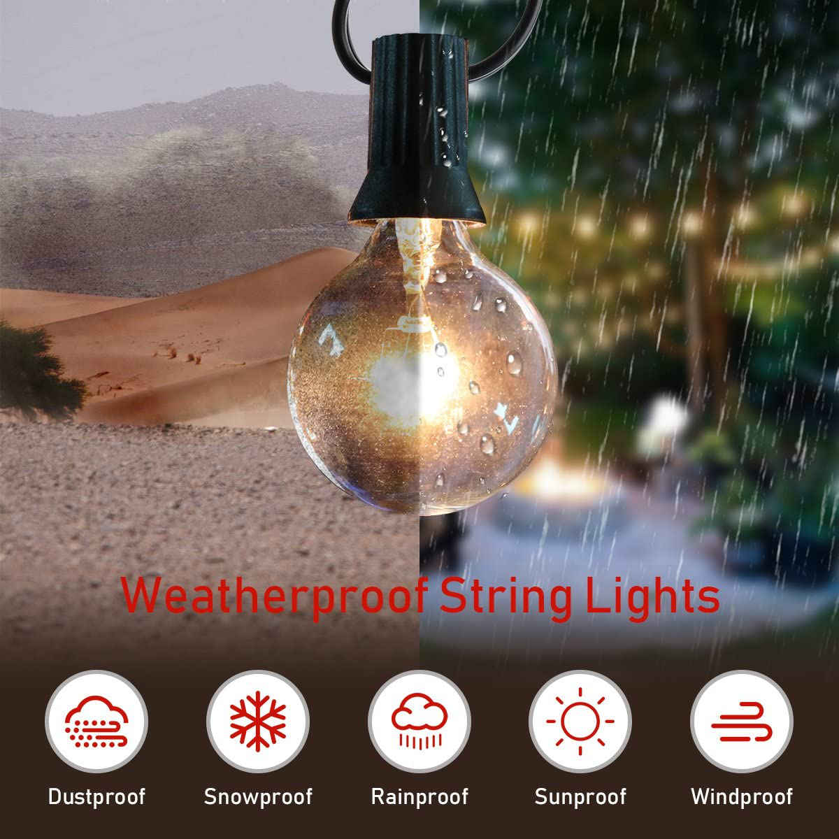 Guddl Outdoor String Lights 75ft Patio Lights with 80 G40 Bulbs (5 Spare), Connectable Globe String Lights for Party Tents Patio Gazebo Porch Deck Bistro Backyard Balcony Pergola Decor, Black Wire…