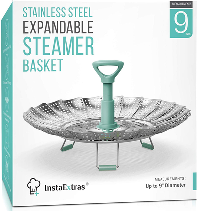 Stainless Steel Expandable Steamer Basket - Collapsible Steam Cooking Insert for Steaming Food, Vegetable - Compatible with Instant Pot 3 6 8 Qt, Pressure Cooker, 5-9 Inch Adjustable Fits Any Size Pan