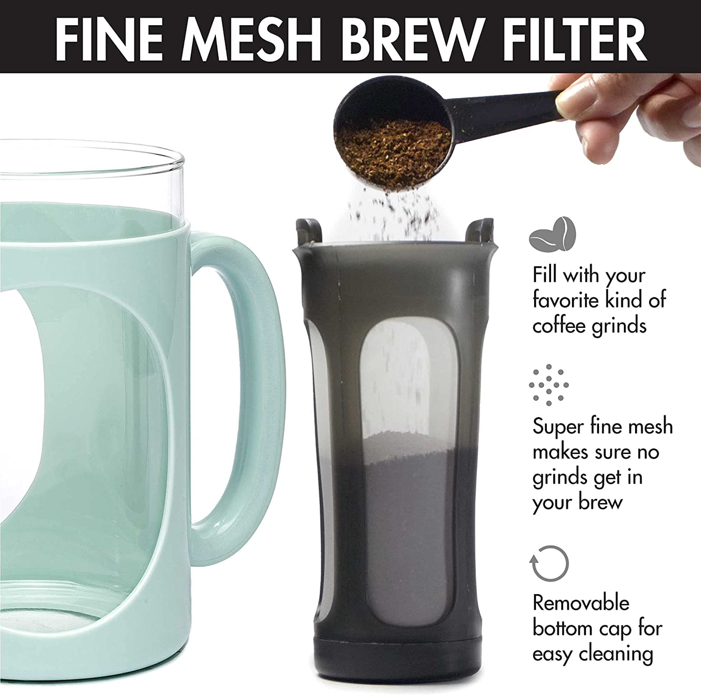 Primula Burke Deluxe Cold Brew Iced Coffee Maker, Comfort Grip Handle, Durable Glass Carafe, Removable Mesh Filter, Perfect 6 Cup Size, Dishwasher Safe, 1.6 Qt, Red