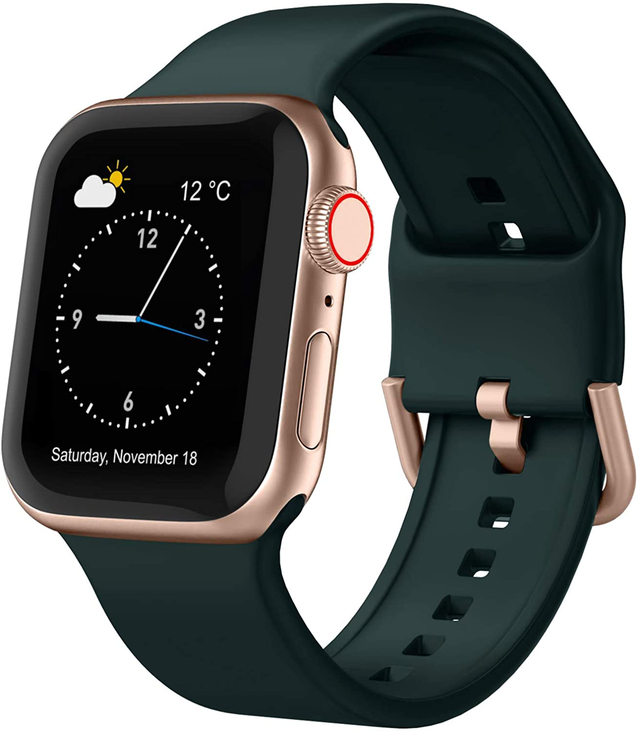 Adepoy Compatible with Apple Watch Bands Soft Silicone Sport Wristbands Replacement Strap with Classic Clasp for iWatch
