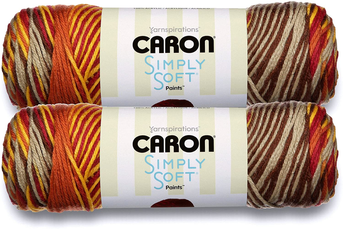 Caron Simply Soft Bulk Buy Paints 100% Acrylic Yarn (2-Pack) ~ 5 oz. Skeins