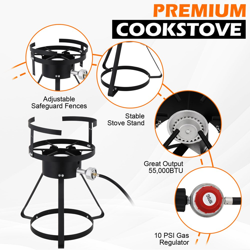 Outdoor Propane Fryer Aluminum Frying/Boiling Turkey Fryer Pot 30QT