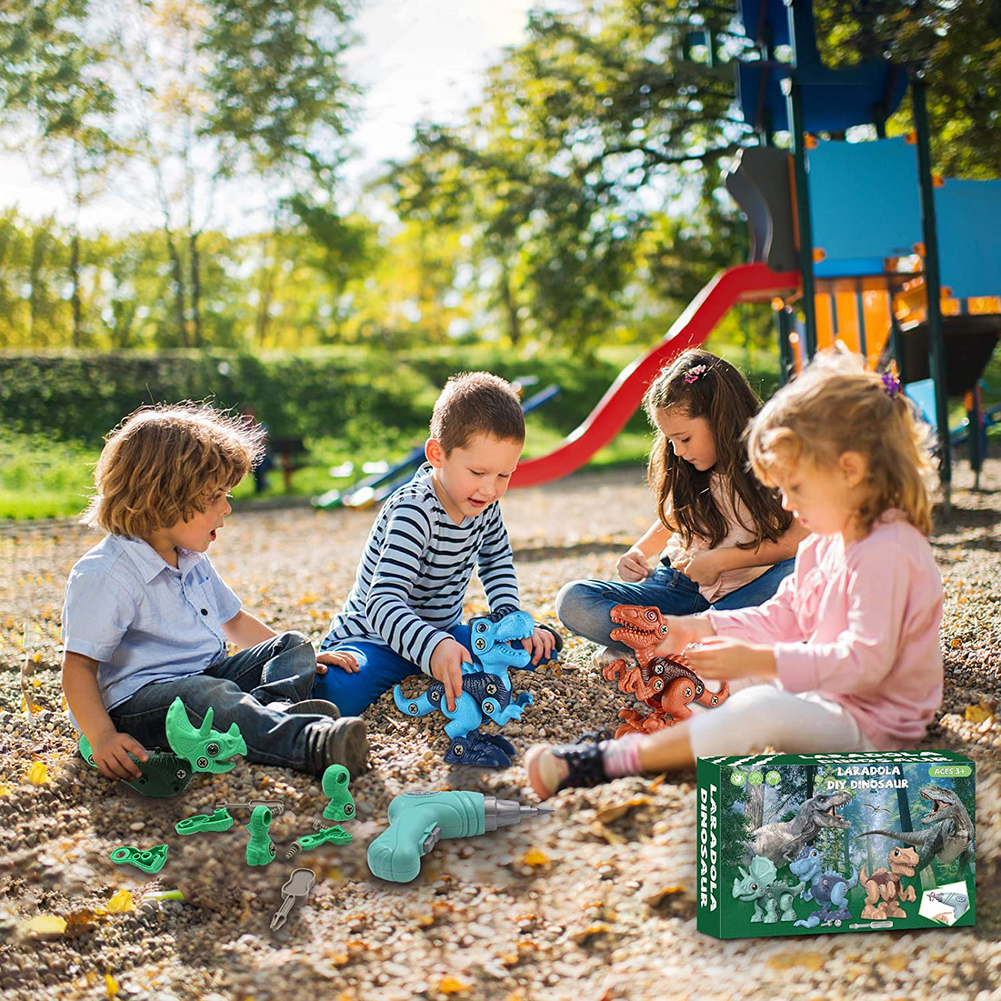 Dinosaur Toys for 3 4 5 6 7 Year Old Boys, Take Apart Dinosaur Toys for Kids 3-5 5-7 STEM Construction Building Kids Toys with Electric Drill, Dinosaur Toys Christmas Birthday Gifts Boys Girls