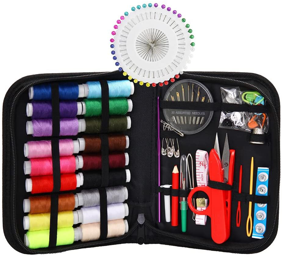 Sewing KIT, XL Sewing Supplies for DIY, Beginners, Adult, Kids, Summer Campers, Travel and Home,Sewing Set with Scissors, Thimble, Thread, Needles, Tape Measure, Carrying Case and Accessories