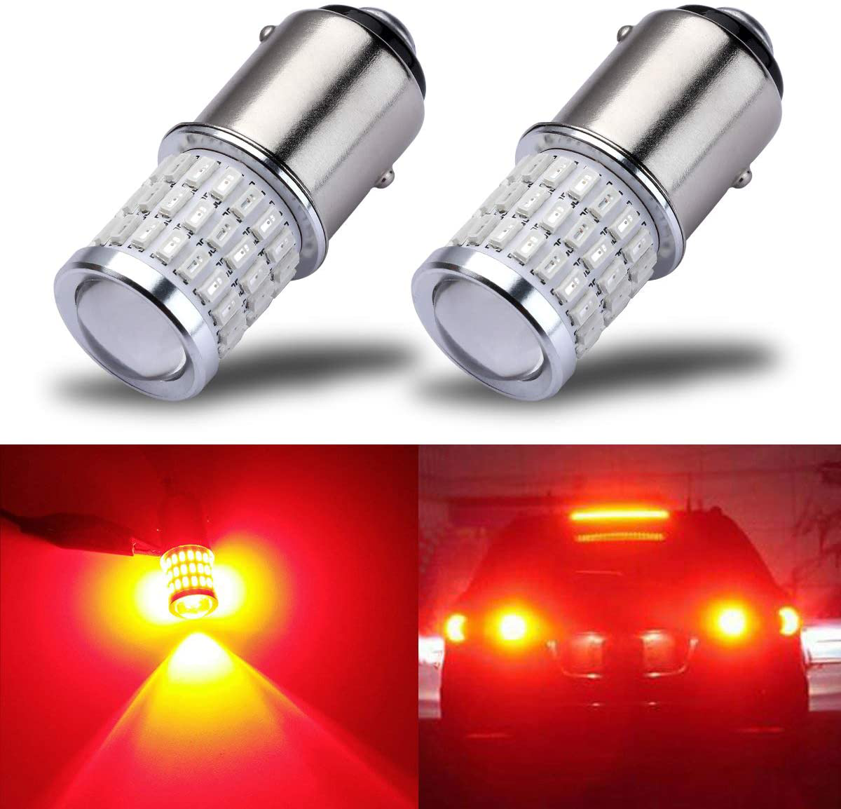 iBrightstar Newest 9-30V Super Bright Low Power 1157 2057 2357 7528 BAY15D LED Bulbs with Projector replacement for Turn Signal Lights and Brake Lights