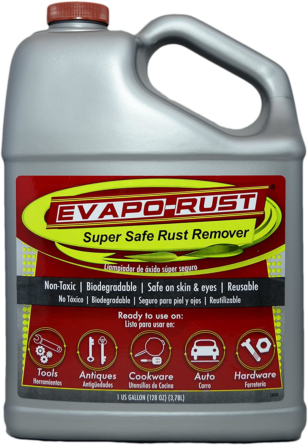 Evapo-Rust The Original Super Safe Rust Remover, Water-Based, Non-Toxic, Biodegradable, 1 Gallon,Gray,ER012