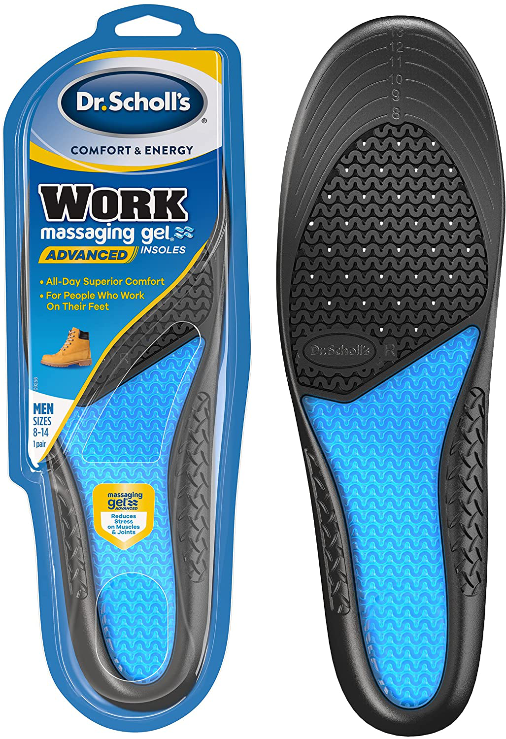 Dr. Scholl's Work Insoles All-Day Shock Absorption and Reinforced Arch Support that Fits in Work Boots and More