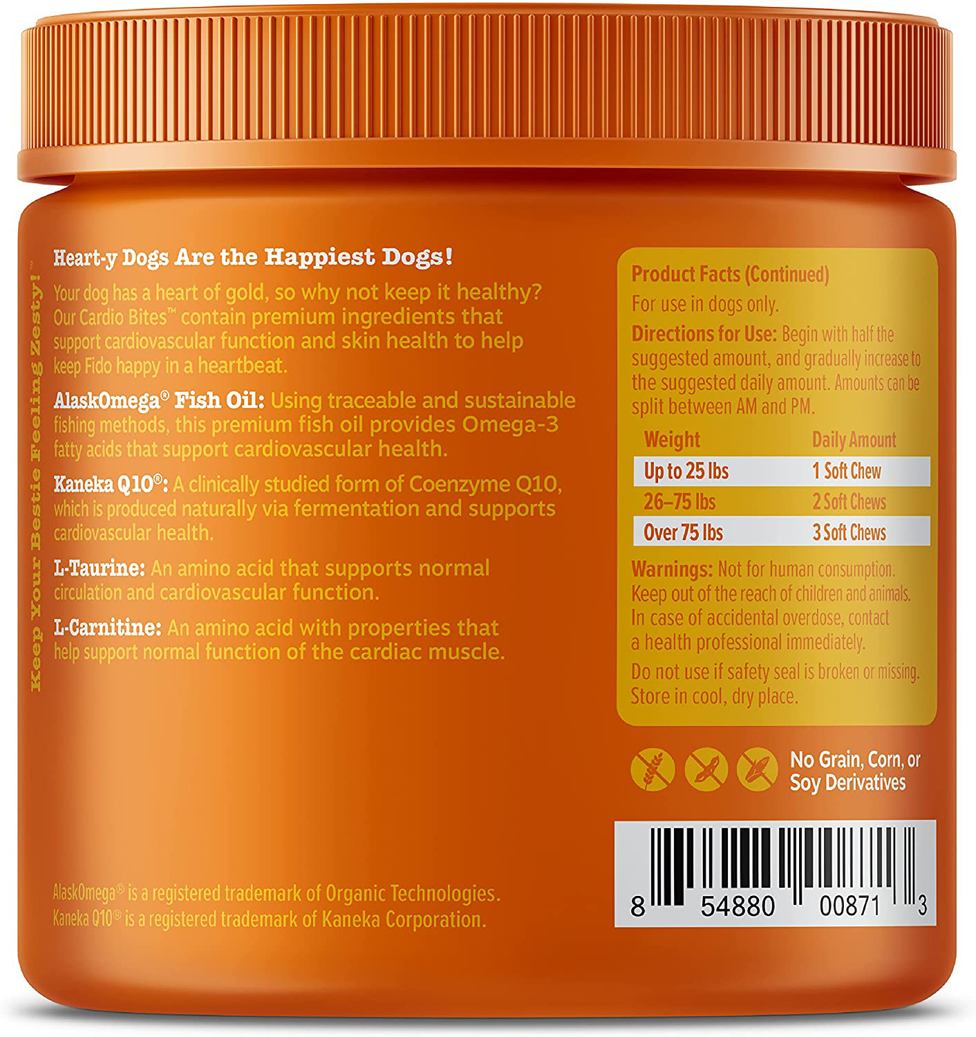 Zesty Paws Cardiovascular Soft Chews for Dogs - with AlaskOmega Fish Oil with Omega 3 Fatty Acids