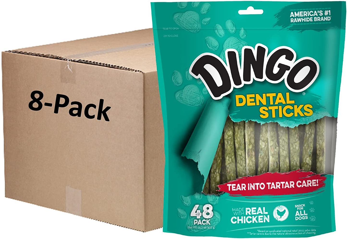Dingo Tartar and Breath Dental Sticks for All Dogs, 20 Sticks per Pack