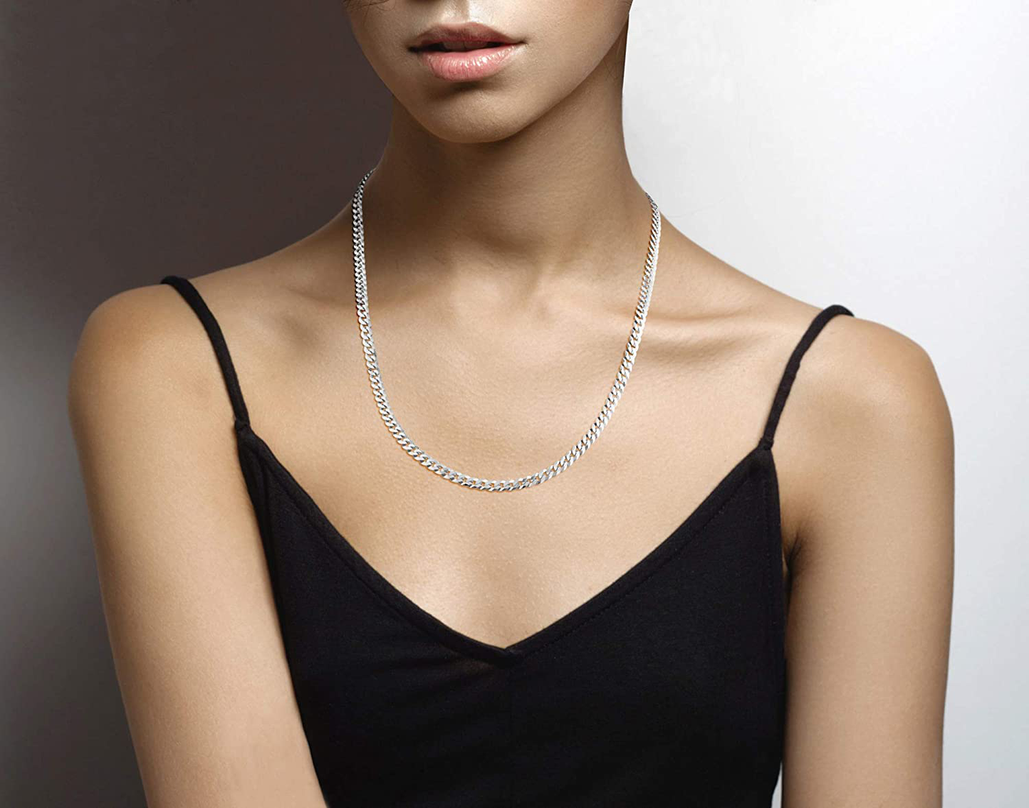 Miabella Solid 925 Sterling Silver Italian 5Mm Diamond Cut Cuban Link Curb Chain Necklace for Women Men
