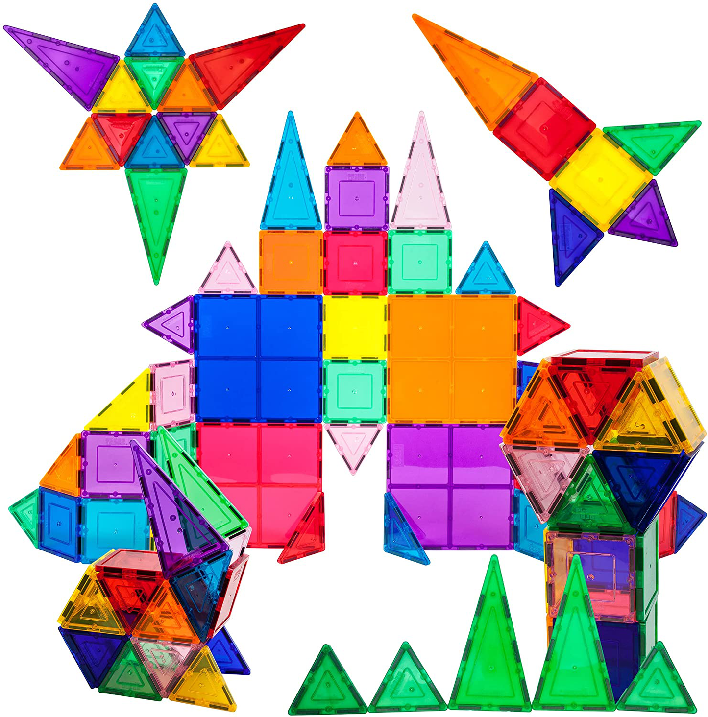 PicassoTiles 60 Piece Set 60pcs Magnet Building Tiles Clear Magnetic 3D Building Blocks Construction Playboards - Creativity beyond Imagination, Inspirational, Recreational, Educational, Conventional