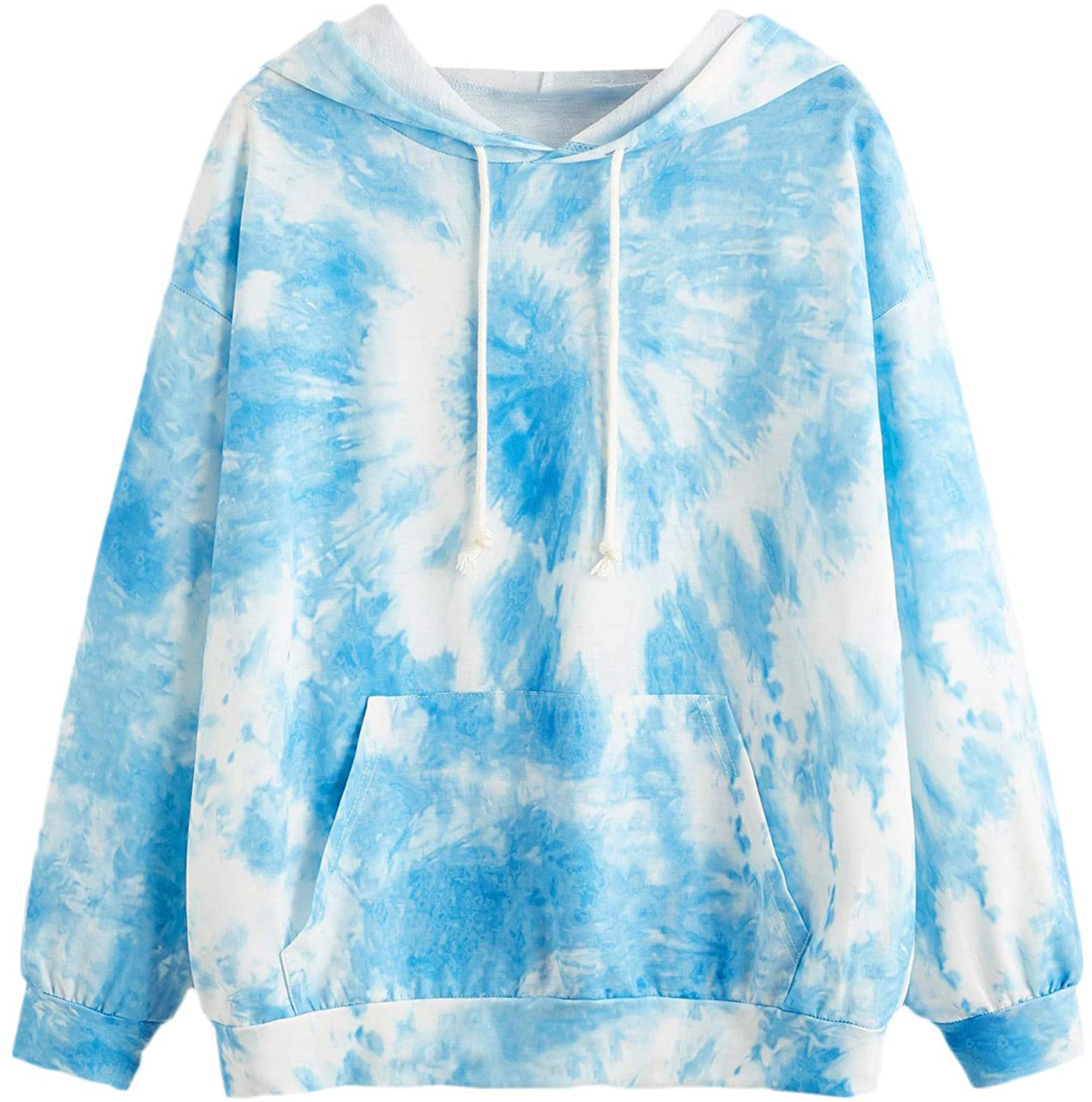 SweatyRocks Women's Long Sleeve Hoodie Sweatshirt Colorblock Tie Dye Print Tops