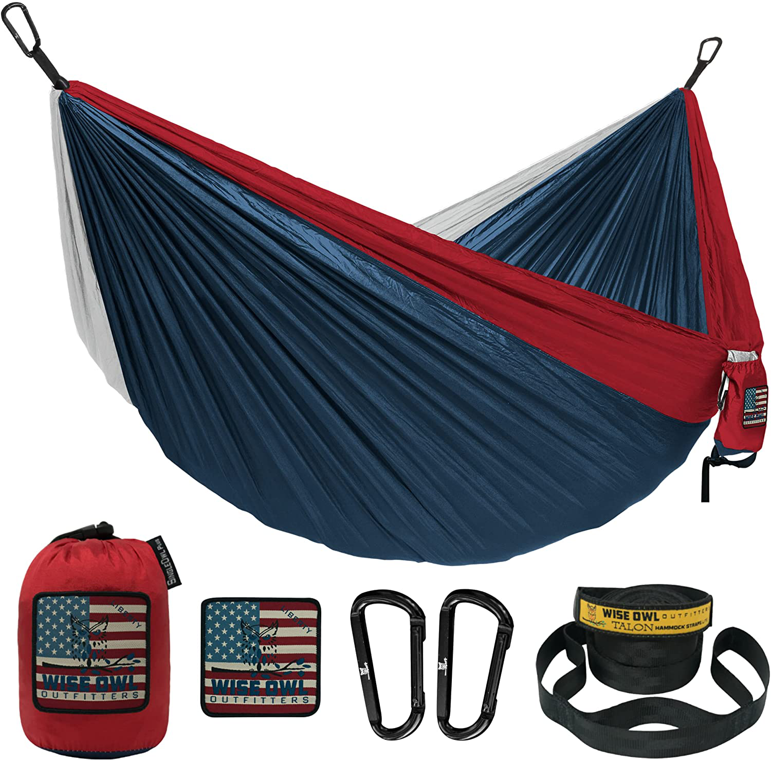 Wise Owl Outfitters Camping Hammocks - Portable Hammock Single or Double Hammock for Outdoor, Indoor W/ Tree Straps - Backpacking, Travel, and Camping Gear