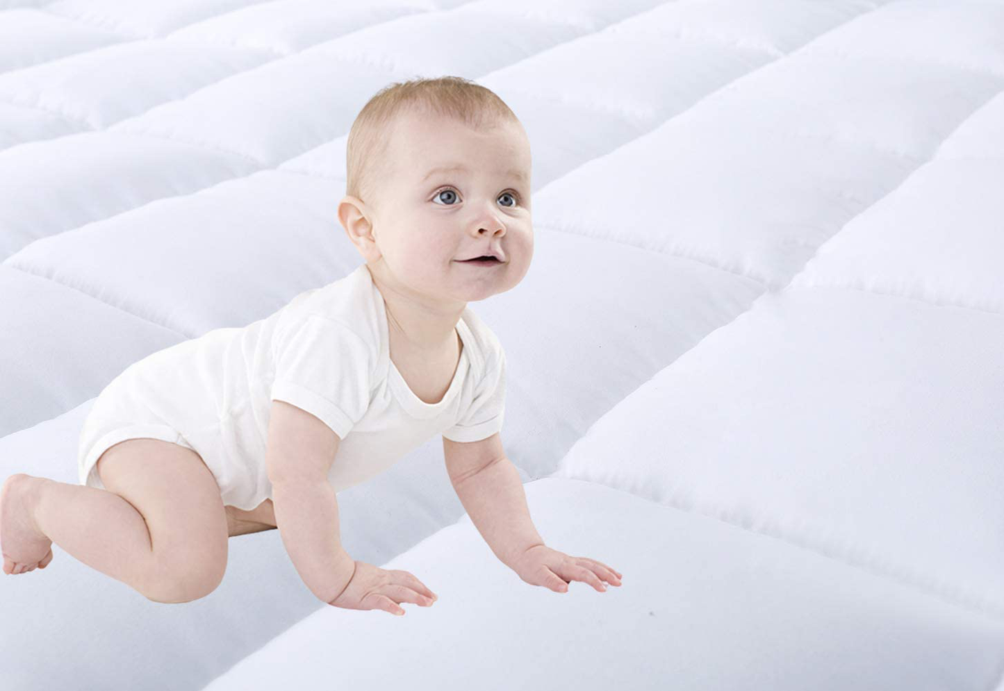 NALUKA Mattress Pad with Fitted Skirt, King Size Full Down Alternative Fiber Luxurious Mattress Topper Ultra Soft Mattress Protector (76''x80'')