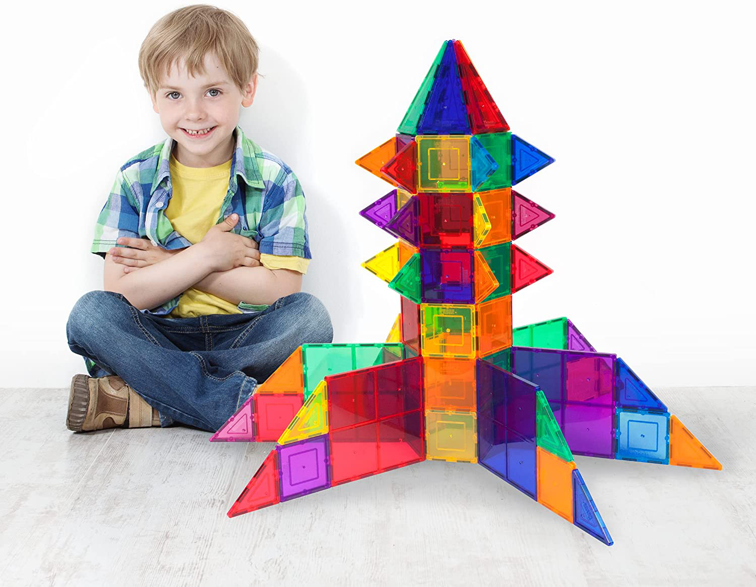 PicassoTiles 100 Piece Set 100pcs Magnet Building Tiles Clear Magnetic 3D Building Blocks Construction Playboards, Creativity beyond Imagination, Inspirational, Recreational, Educational Conventional