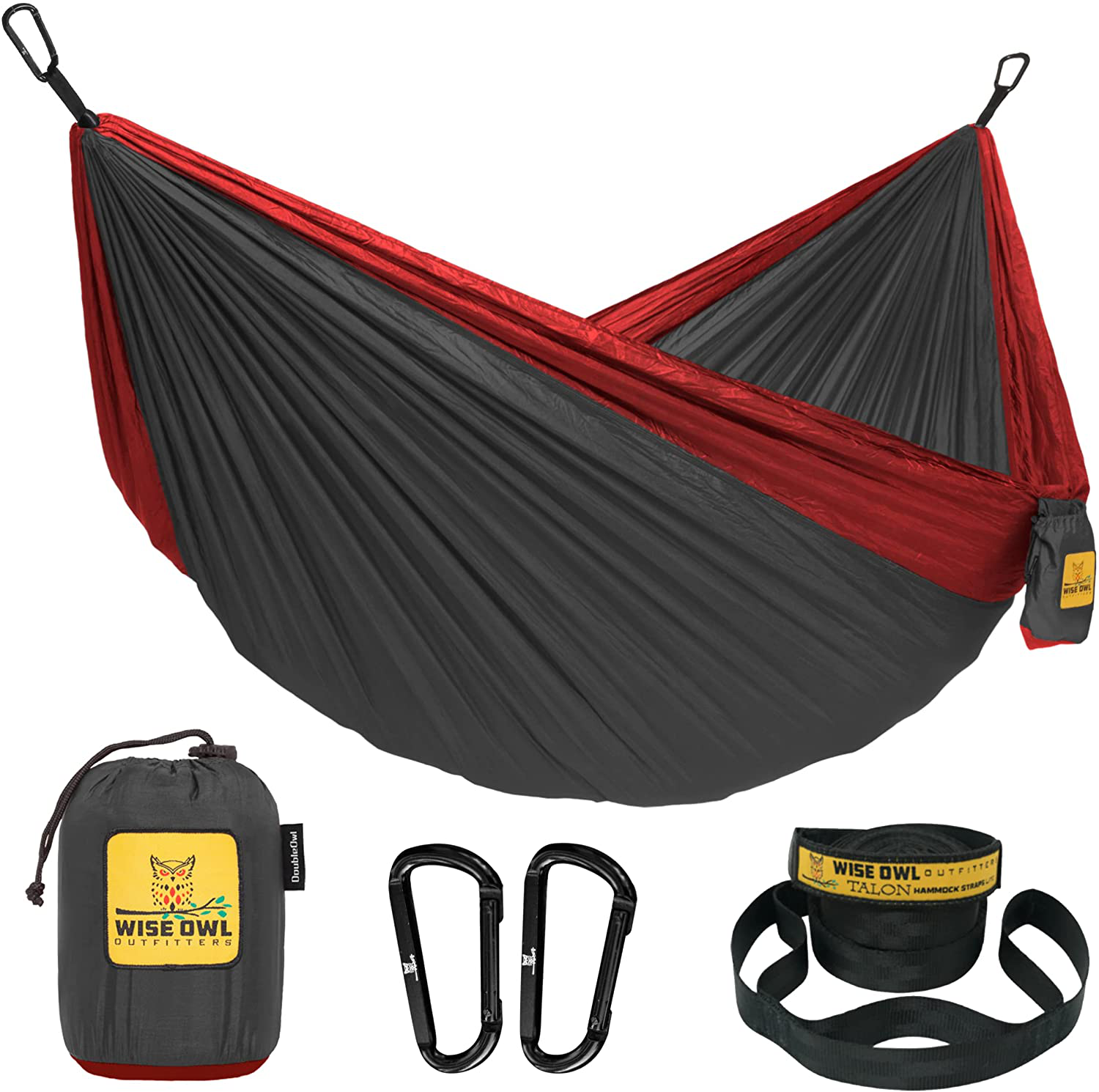 Wise Owl Outfitters Camping Hammocks - Portable Hammock Single or Double Hammock for Outdoor, Indoor W/ Tree Straps - Backpacking, Travel, and Camping Gear