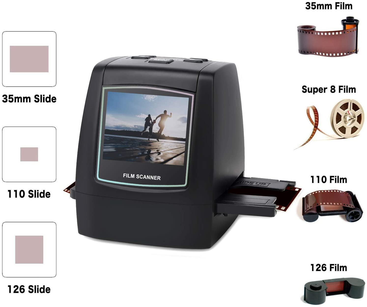 DIGITNOW 22MP All-in-1 Film & Slide Scanner, Converts 35mm 135 110 126 and Super 8 Films/Slides/Negatives to Digital JPG Photos, Built-in 128MB Memory, 2.4 LCD Screen