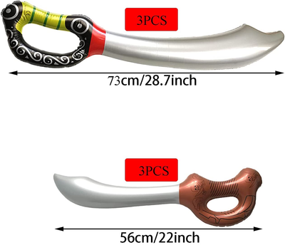6 Pieces Inflatable Pirates Swords for Kids Party Favors Inflatable Sword Birthday Party Supplies Boys Cosplay Toys Stage Props Summer Pool Swimming Party Water Toy Photo Props