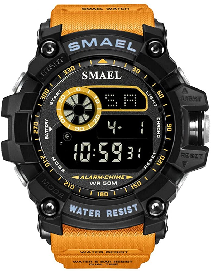 Mens Large Dial Analog Digital Watch Casual Sport Watch Multifunction Military Watch with LED Light
