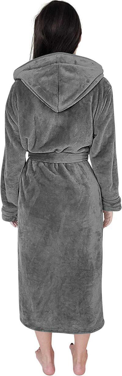 NY Threads Women Fleece Hooded Bathrobe - Plush Long Robe