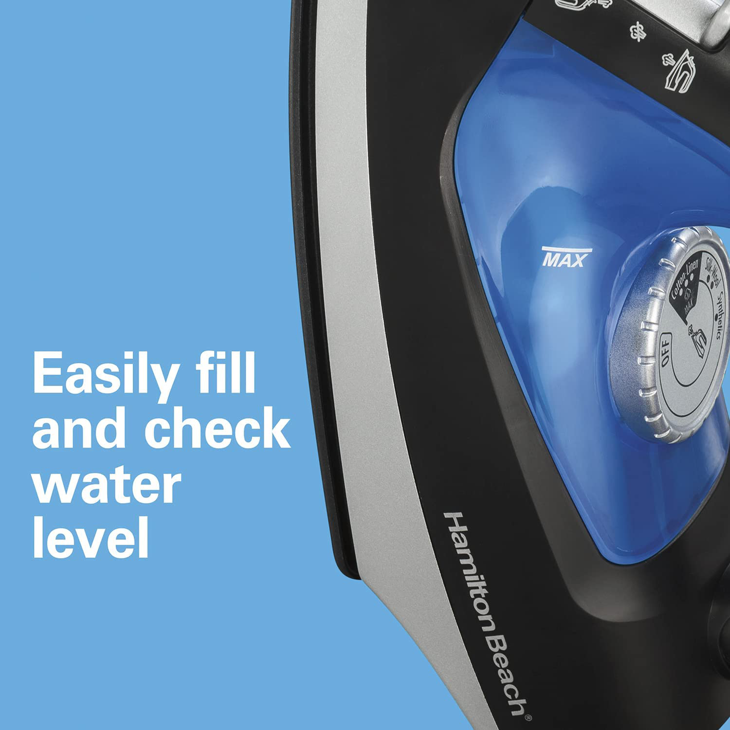 Hamilton Beach Iron 2-in-1 Handheld Iron & Garment Steamer for Clothes with Continuous Steam Nozzle, Nonstick Soleplate, 1200 Watts, Blue/Black