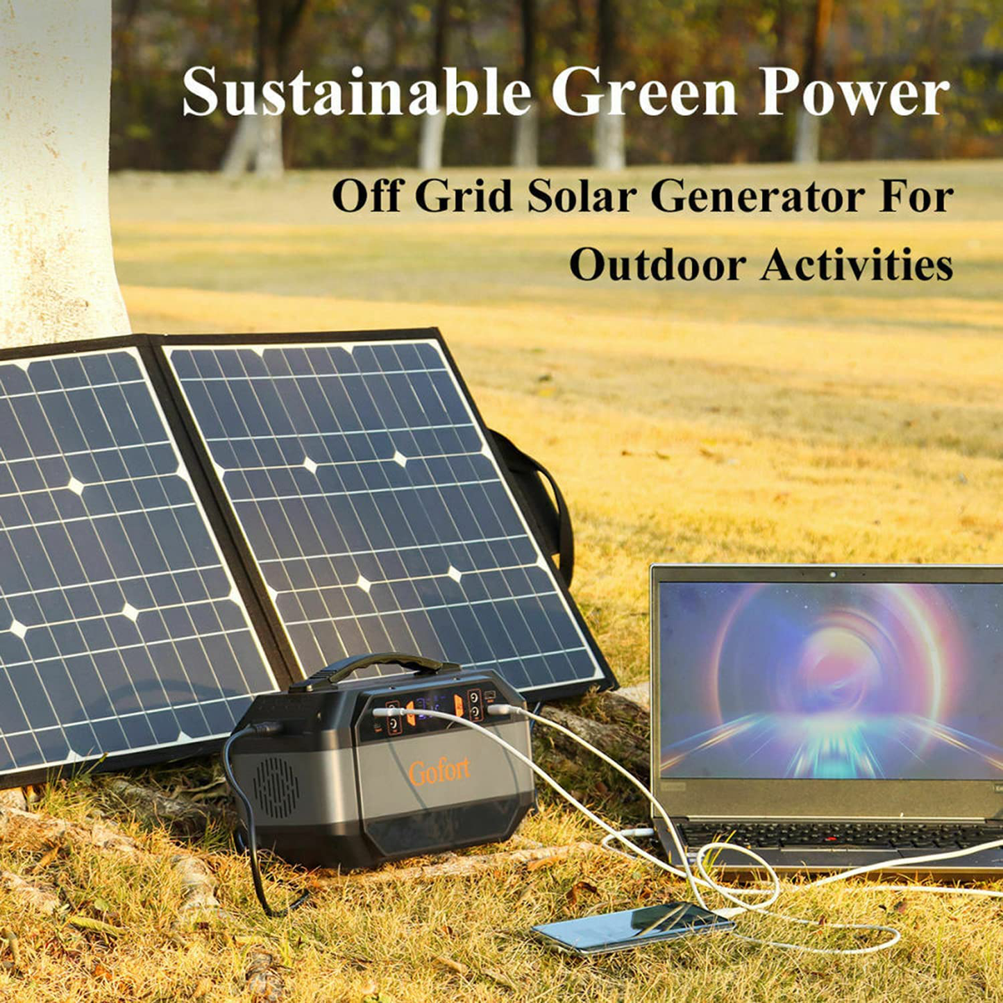 GOFORT 330W Portable Power Station, 299Wh Solar Generator Backup Power, Battery Pack with 110V AC Outlets/4 DC/2 QC 3.0 USB/2 Type-C Port for CPAP Outdoor Camping RV Travel Home Emergency Power Supply