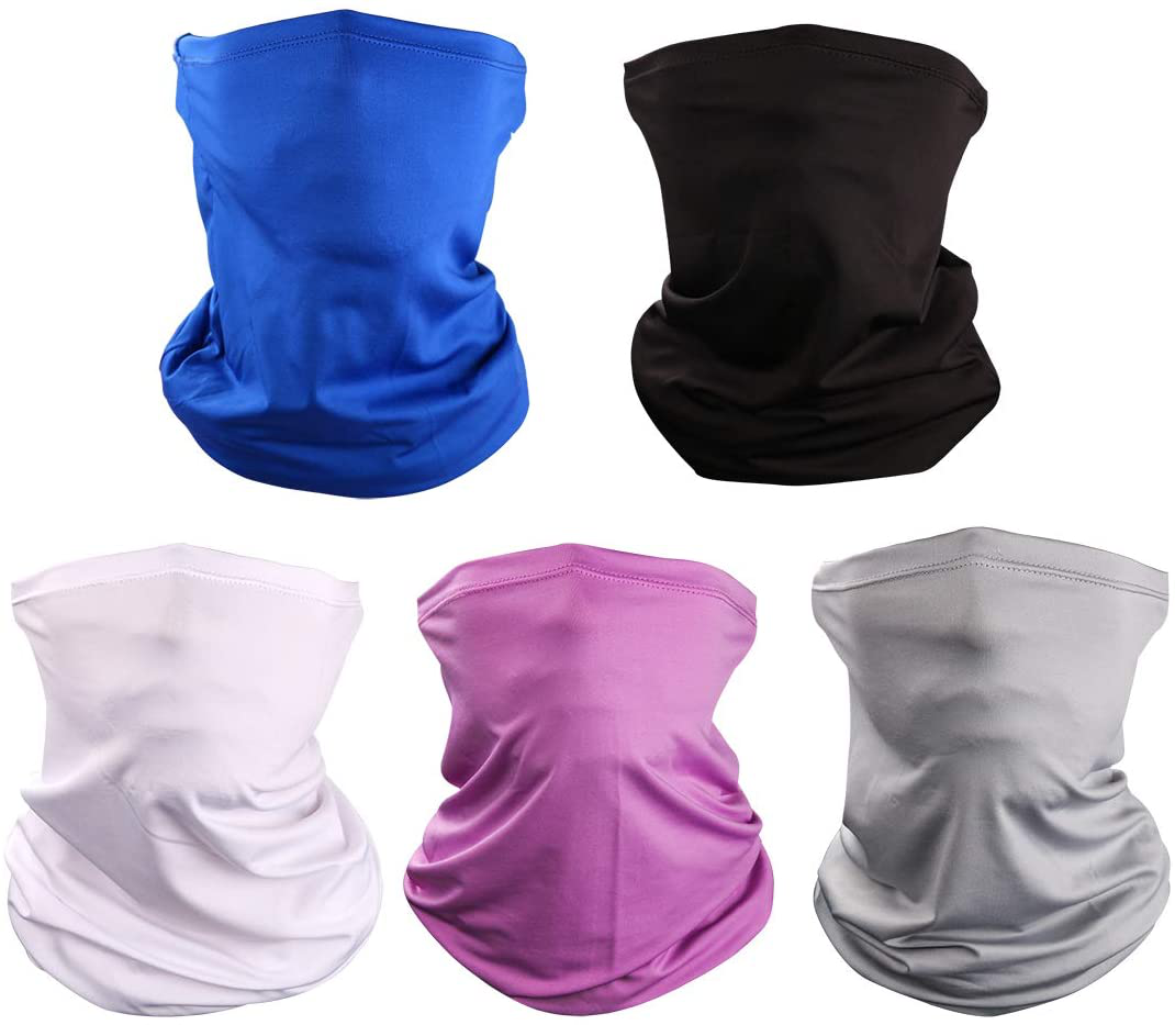 LUOLIIL VOE 5 Pieces Sun UV Protection Face Mask Neck Gaiter Windproof Scarf Sunscreen Breathable for Sport&Outdoor……