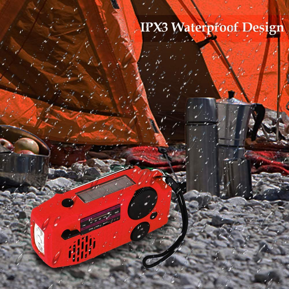Portable Solar Emergency Hand Crank AM FM NOAA Weather Radio for Home Outdoor with LED Flashlight, 2000mAh Power Bank USB Charger, SOS Alarm,Battery Display