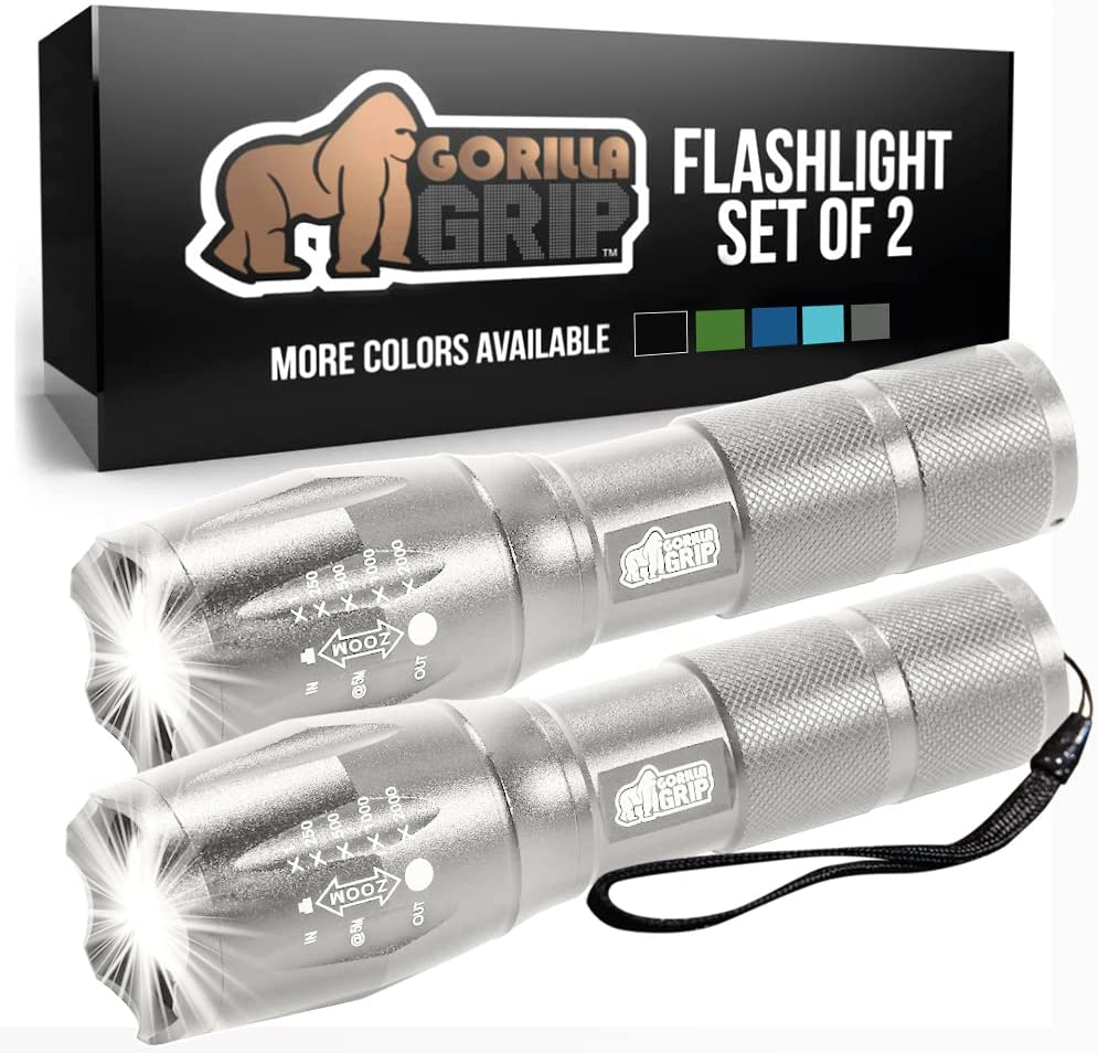 2 Pack Tactical Handheld LED Flashlight, Ultra Bright 5 Mode, Long Lasting, Water Resistant, High Lumen, 750 FT Zoom Flashlights, Camping Accessory, Outdoor Gear, Emergency Outages, Black