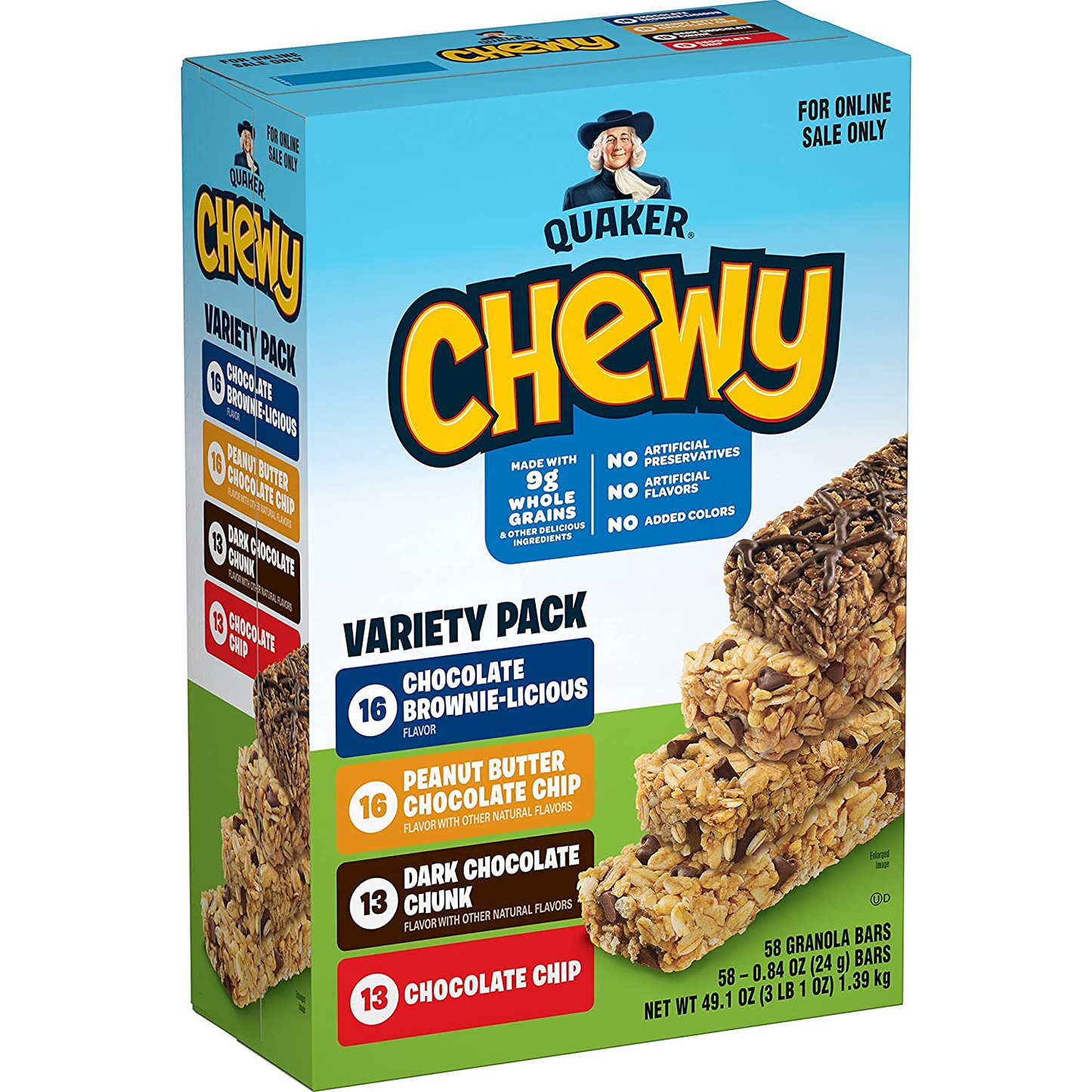 Quaker Chewy Granola Bars, Chewy & Dipps Variety Pack, (58 Bars)