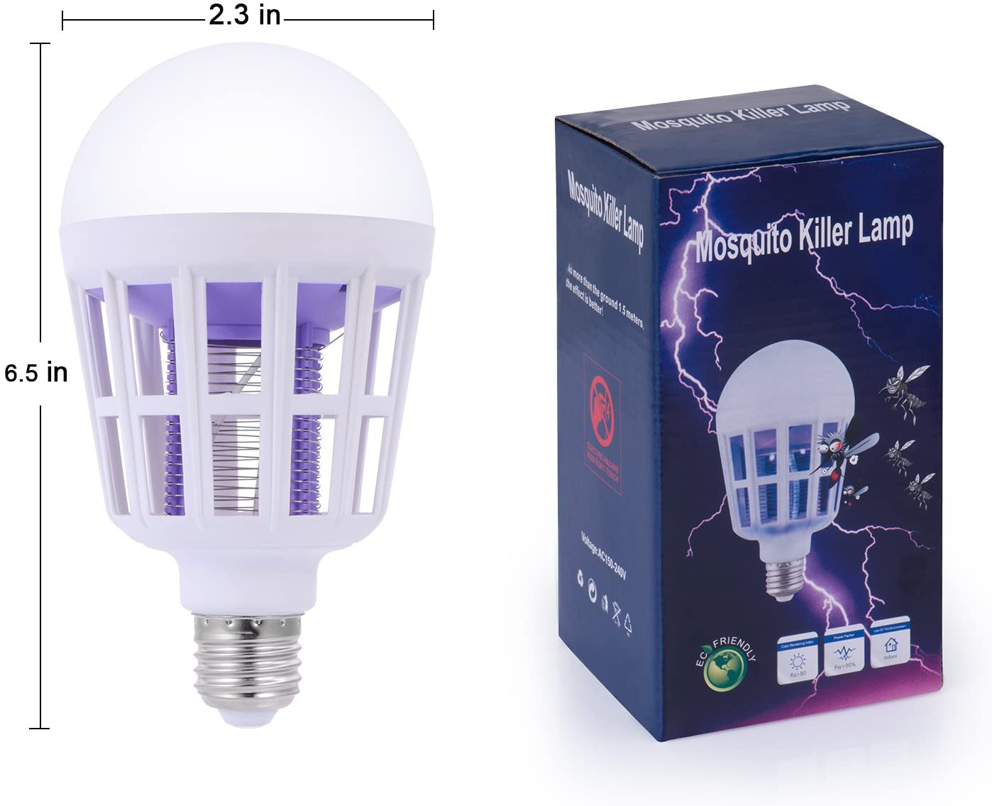 SUNNEST Bug Zapper, 2 in 1 Mosquito Killer Lamp Bug Zappers Light Bulb, Electronic Insect & Fly Killer for Home Kitchen Indoor Outdoor Patio Backyard - 110V E26/E27