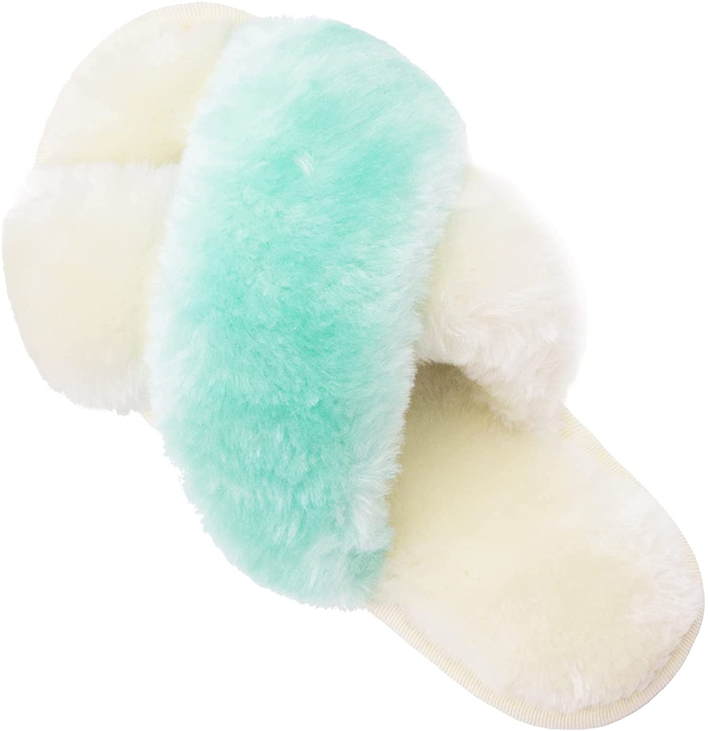 Womens House Fuzzy Slippers Leopard Cross Band Soft Plush Fluffy Slippers Furry Fleece Slip on Slippers Open Toe House Warm Bedroom Shoes Slides