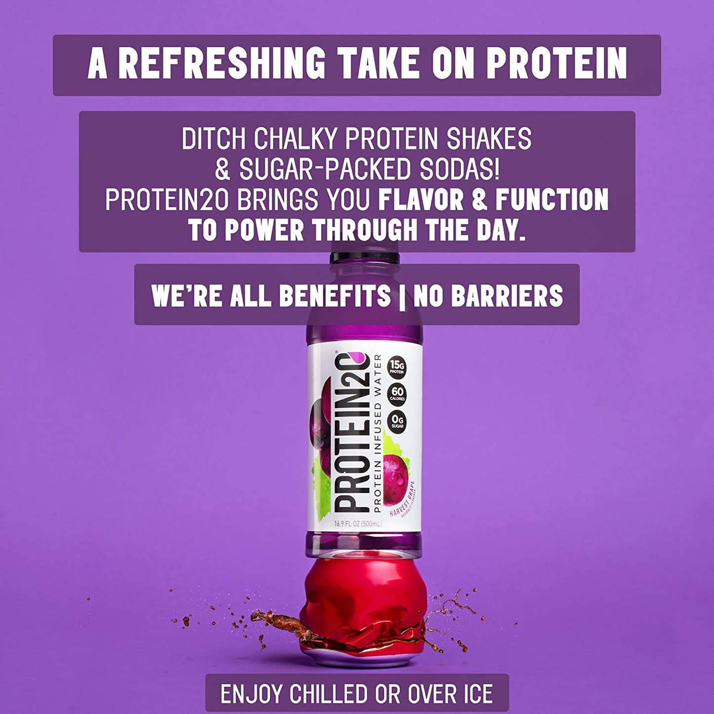 Protein2O 15G Whey Protein Infused Water, Peach Mango, 16.9 Oz Bottle (Pack of 12)