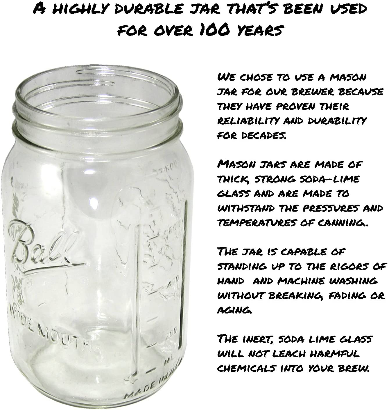 County Line Kitchen Durable Cold Brew Mason Jar Coffee Maker. Glass Jar, Stainless Steel Filter, Flip Cap Lid