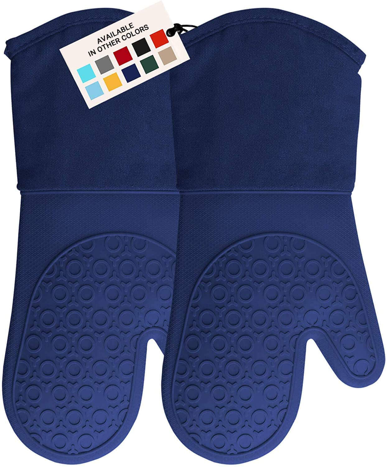 HOMWE Extra Long Professional Silicone Oven Mitt, Oven Mitts with Quilted Liner, Heat Resistant Pot Holders, Flexible Oven Gloves