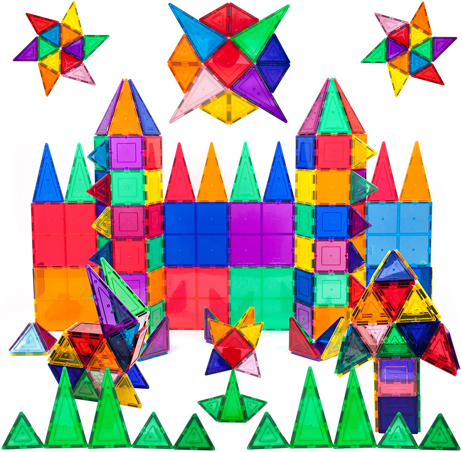 PicassoTiles 100 Piece Set 100pcs Magnet Building Tiles Clear Magnetic 3D Building Blocks Construction Playboards, Creativity beyond Imagination, Inspirational, Recreational, Educational Conventional