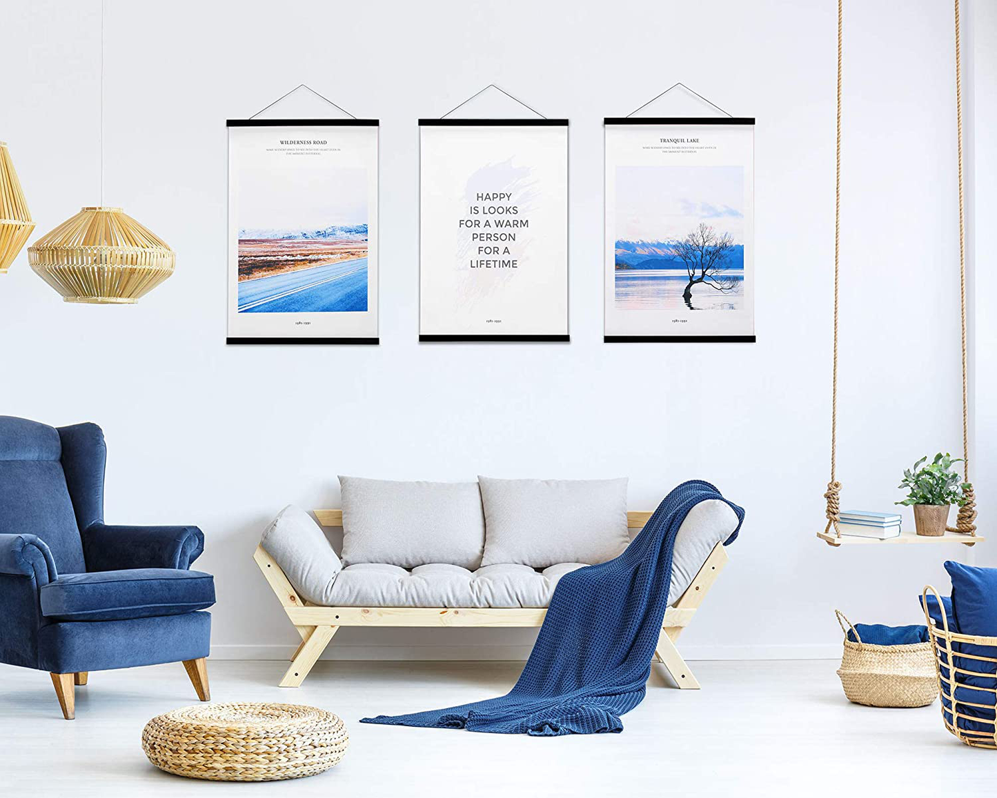 Wood Magnetic Poster Frame Hanger, 10x14 10x15 10x13 Magnet Poster Hanger for Posters, Prints, Photos, Pictures, Maps, Scrolls, and Canvas Artwork (Black, 10")