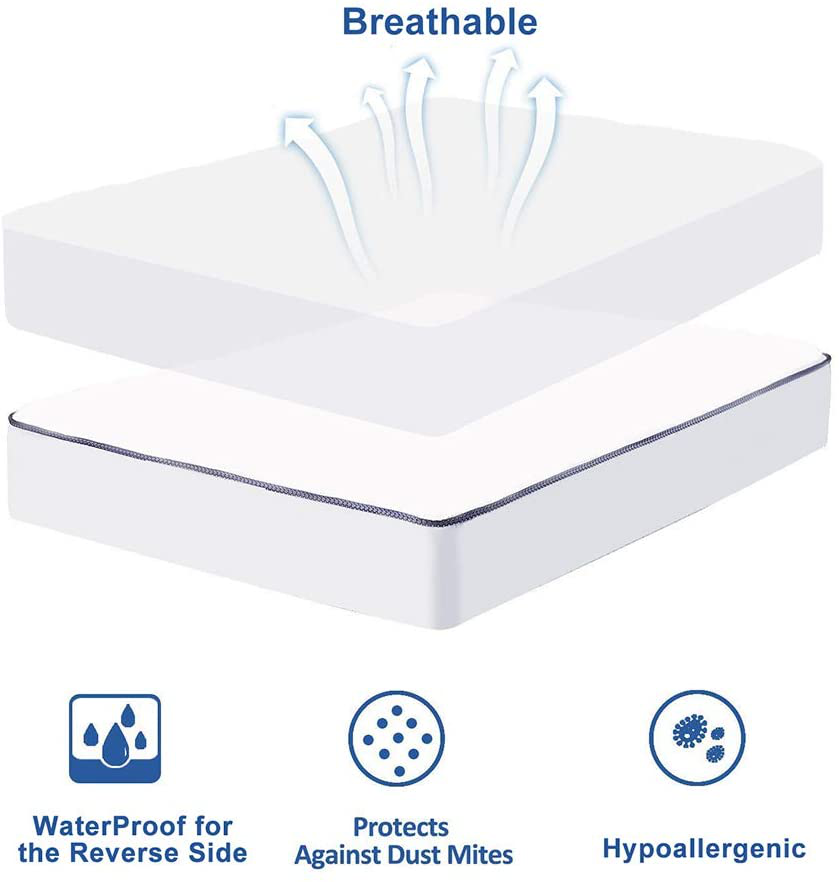 WhatsBedding Waterproof Mattress Pad Twin XL Size Cotton Top Down Alternative Filling Pillowtop Mattress Topper Cover-Fitted Quilted (Waterproof Twin XL)