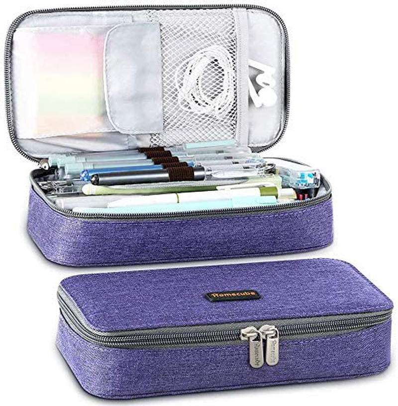 Homecube Big Capacity Pencil Case Pen Holder Pouch Marker Desk Organizer Bag with Zipper Large Storage College Middle School & Office Supplies Stationery