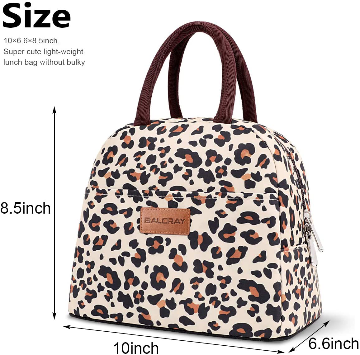 BALORAY Lunch Bag Tote Bag Lunch Bag for Women Lunch Box Insulated Lunch Container (Beige with leopard)