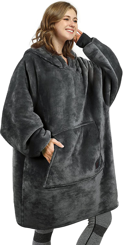 Catalonia Oversized Wearable Blanket Hoodie Sweatshirt, Comfortable Sherpa Lounging Pullover for Adults Men Women Teenagers Wife Girlfriend