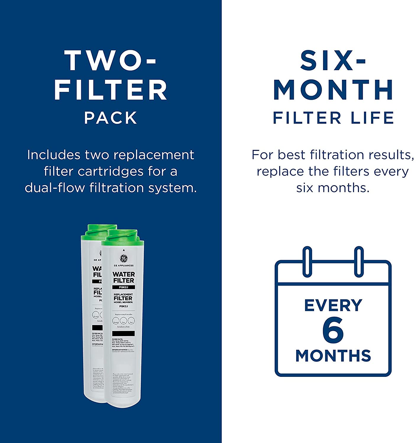 GE FQK1K Replacement Water Filter, 1 Count (Pack of 1), White
