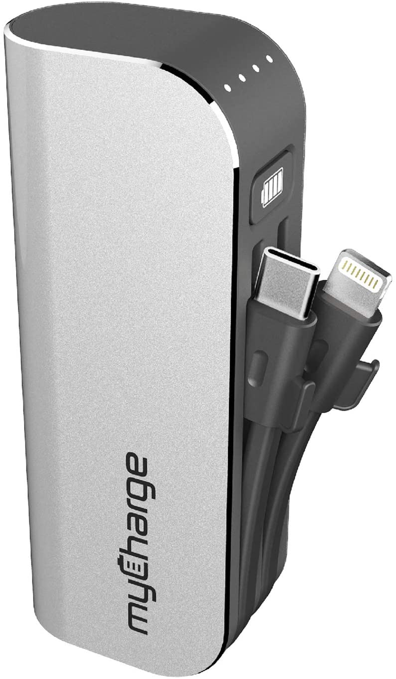 myCharge Portable Charger for iPhone Built in Cable USB C Power Bank Fast Charging Hub Turbo 18W / 10050mAh (Lightning, Type C) Wall Plug External Battery Pack Backup for Apple, Android, 55 Hrs