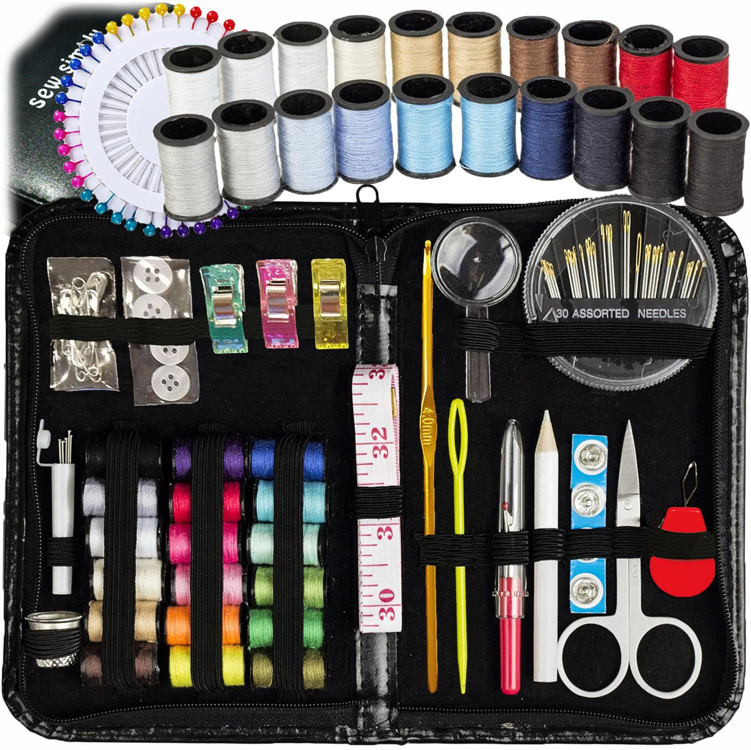 ARTIKA Sewing kit & Crochet kit, DIY Over 100 Premium Sewing and Crocheting Supplies, Free Extra Knitting Accessories - Travel Sewing kit, for Beginners, Emergency, Kids, Summer Campers and Home