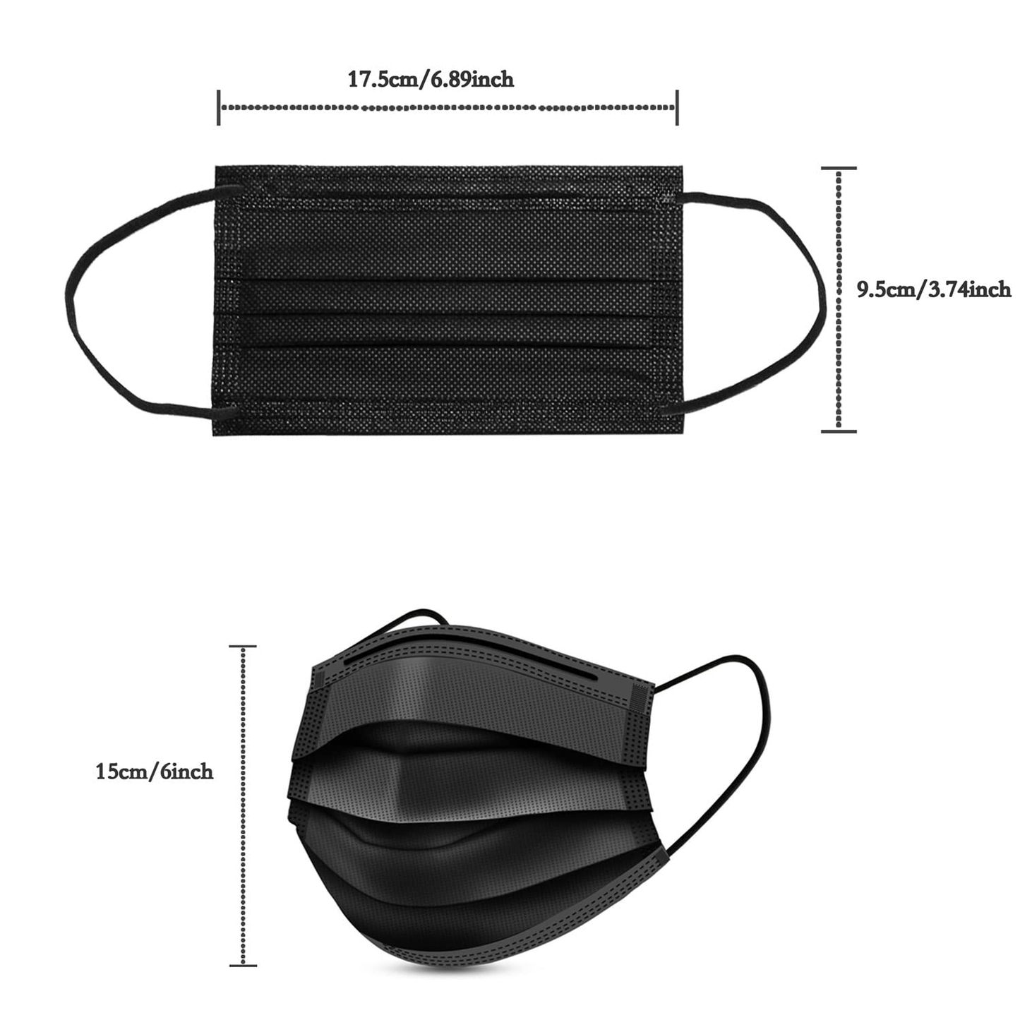 ZTANPS Face Mask,Pack of 50 Black Disposable Face Mask for Men & Women
