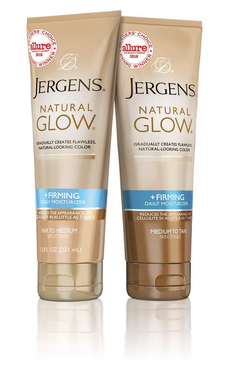 Jergens Natural Glow + FIRMING Self Tanner, Sunless Tanning Lotion for Skin Tone, Anti Cellulite Firming Body Lotion for Natural-Looking Tan, Oz, Fair to Medium, Fresh, 7.5 Fl Oz (Packaging May Vary)