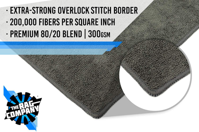 (12-Pack) 16 in. x 16 in. Commercial Grade All-Purpose Microfiber Highly Absorbent, LINT-Free, Streak-Free Cleaning Towels - THE RAG COMPANY (Grey)