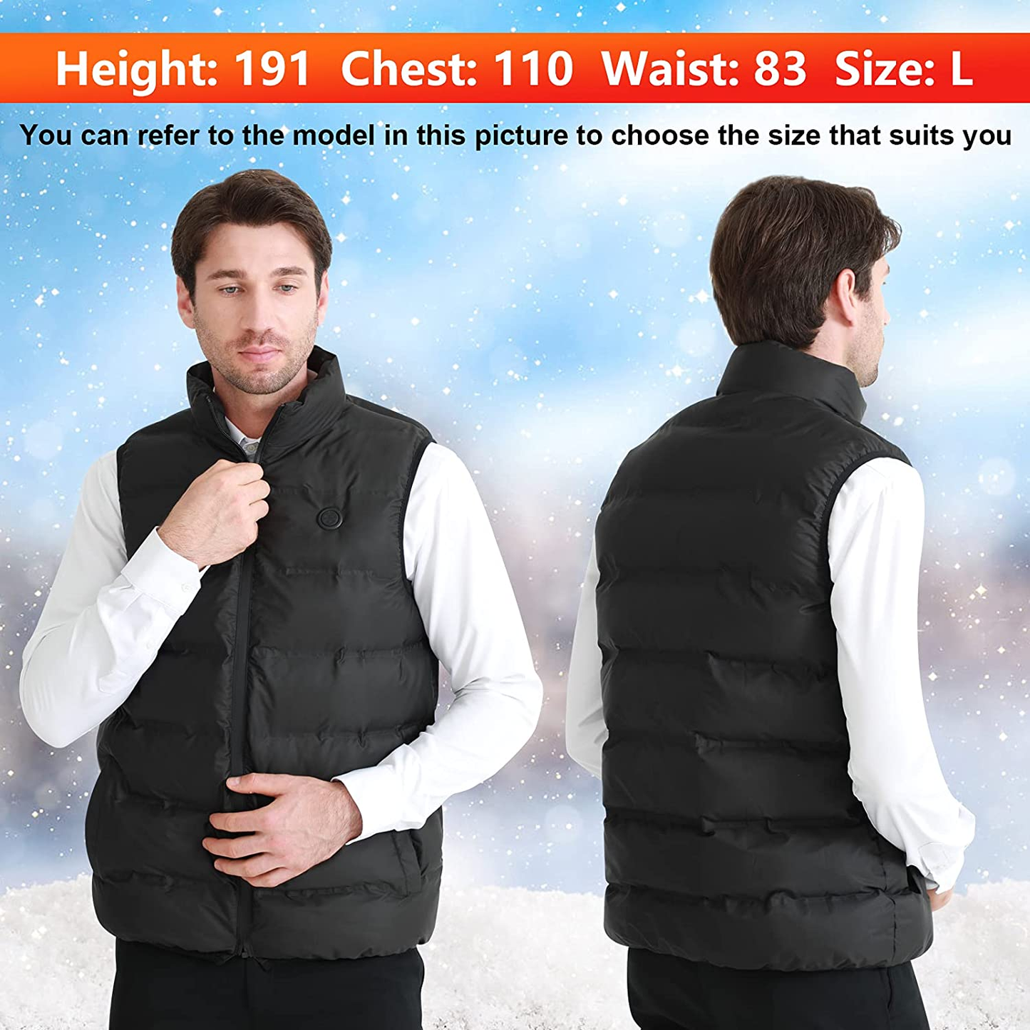 Aastin Heated Vest for Men, Electric USB Heating Vest Thickened Lightweight to Keep Body Warm, Battery Not Included
