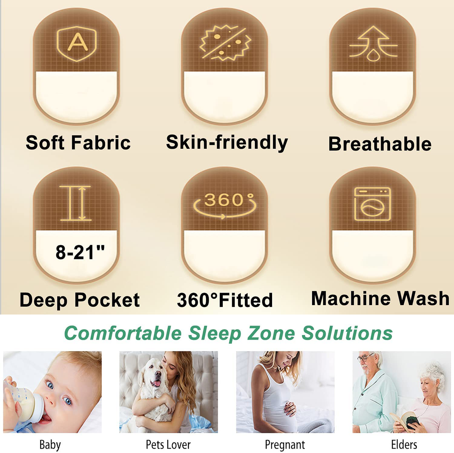 Gehannah California King Mattress Pad Soft Mattress Cover, Breathable Noiseless Quilted Fitted Mattress Protector with 8-21" Deep Pocket Mattress Topper
