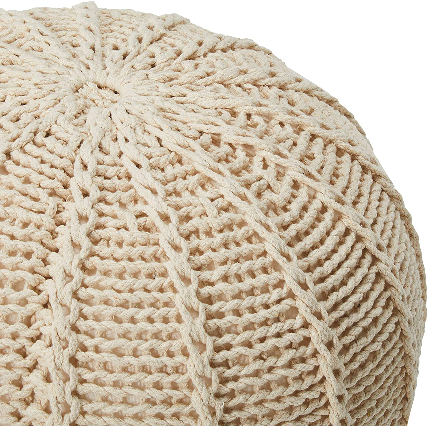 Christopher Knight Home Agatha Knitted Cotton Pouf, Beige